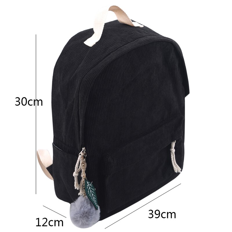 Moda corduroy design menina escola mochila de alta qualidade saco escolar estilo bonito mochila durável saco de livro mochila