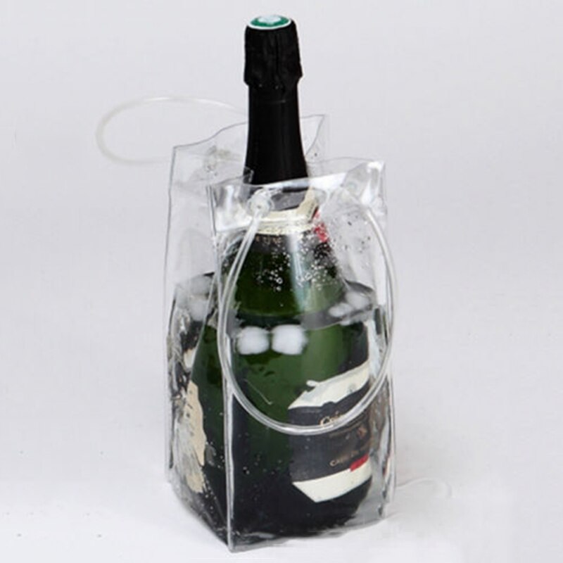1 pc ispose vinøl champagne spand drikke flaske køler køler sammenklappelig bærer bekvemmelighed med to håndtag