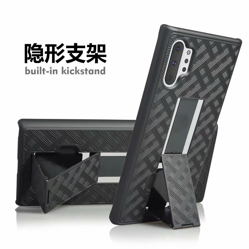 Coque rigide tissée hybride 2 en 1, étui combiné avec béquille et Clip de ceinture pour samsung galaxy note 10 +