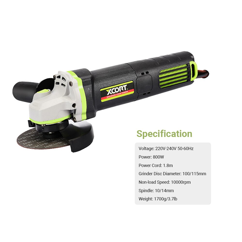 800W Polishing Machine Angle Grinder 4-1/2 inch Grinding Machine 10000RPM Cutting Grinding Metal Wood with Auxiliary Handle
