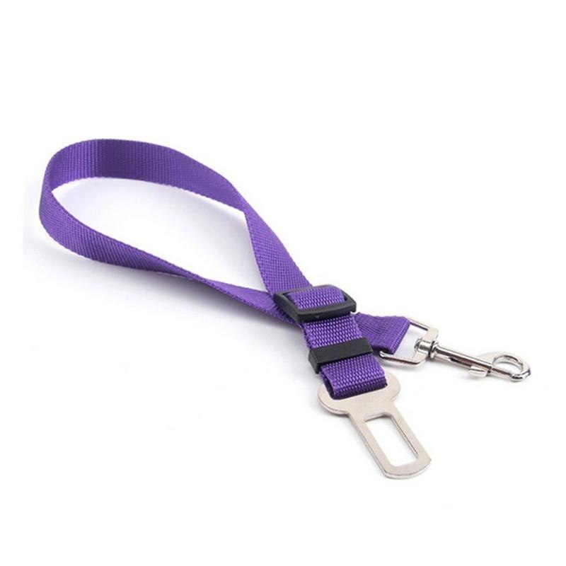 Veilig Rijden Huisdier Autogordel Nylon Ajustable Kat Hond Harnas Leiband Pet Seat Belt Travel Clip Voor Medium kleine Hond: purple