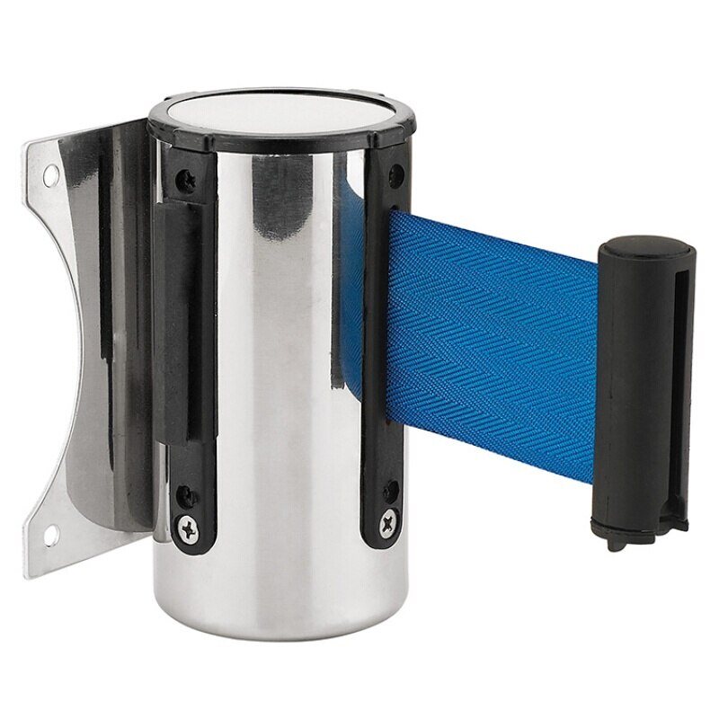 Stainless Steel Retractable Belt Wall Mount Ribbon Barrier Tape Crowd Control Outdoor Sport Stanchion Queue 2m/3M/5m: blue / 5M