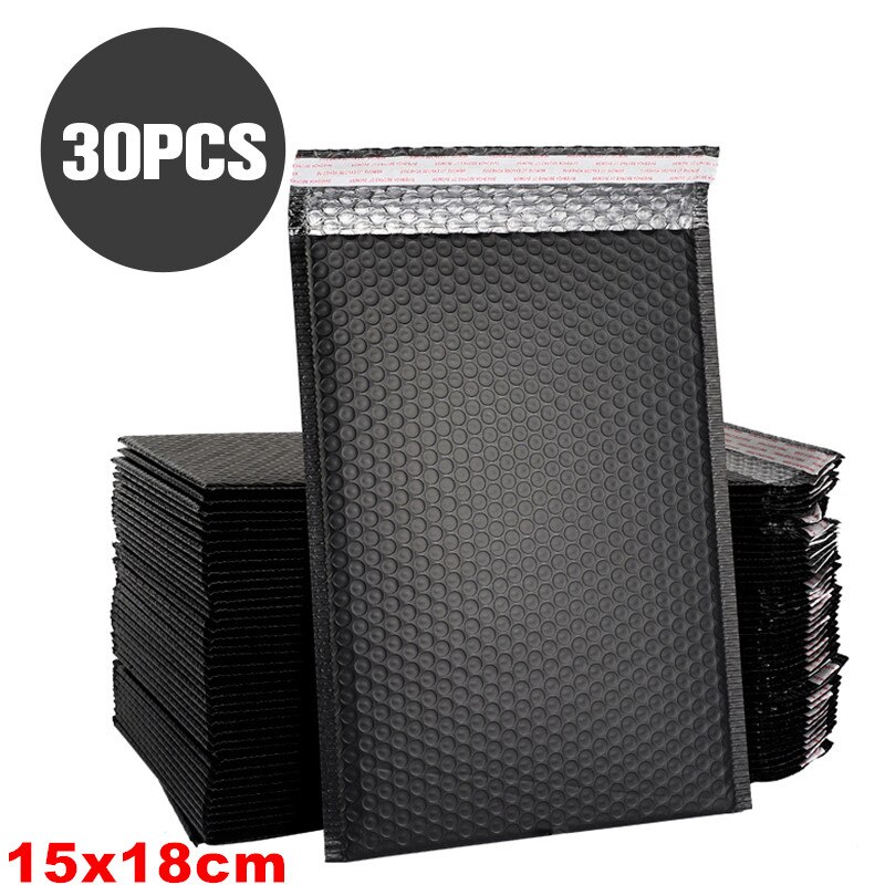 10/30/50Pcs Bubble Durable Mailing Envelopes Bags For Mailer Packaging Self Seal Lined Wrap Logistics packing: Black2 15x18cm 30Pcs