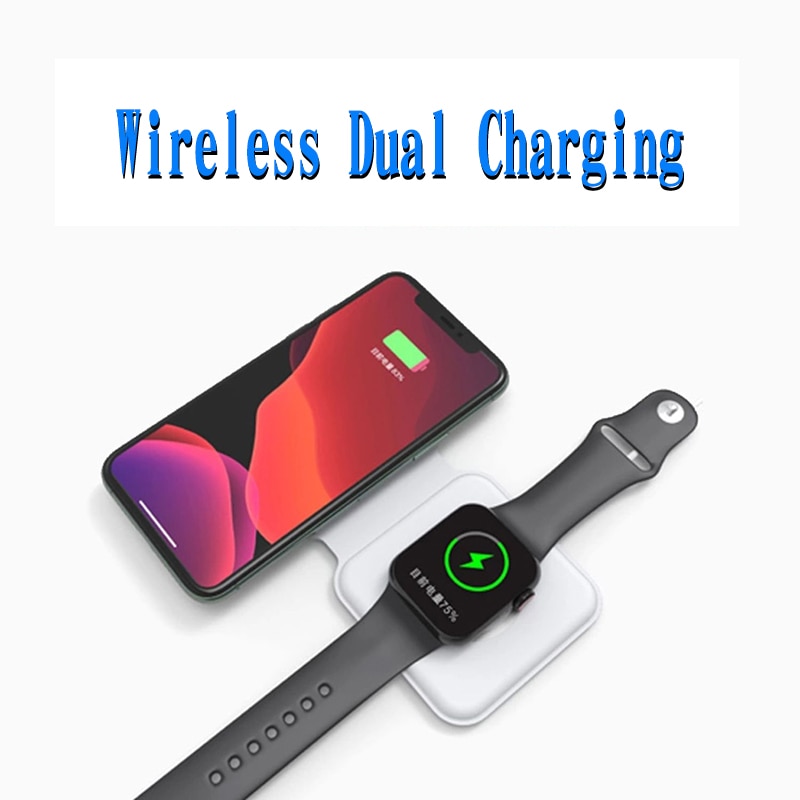Vouwen Draadloze Opladen Draagbare Dual Apparaat Draadloos Opladen Draadloze Oplader Voor Iphone 12 Voor Iwatch Magnetische