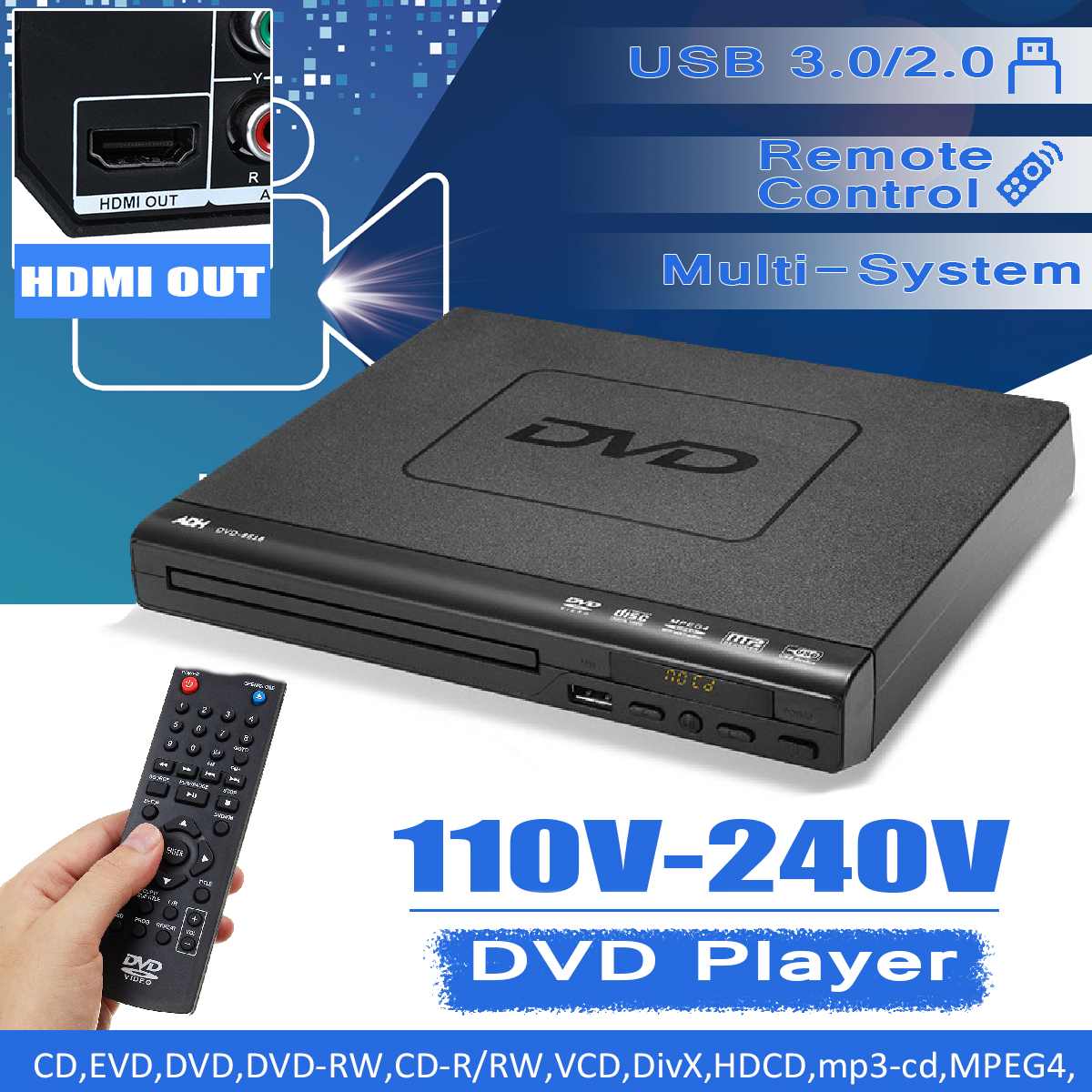 110V-240V USB Multiple DVD Player ADH DVD CD SVCD VCD Disc Player Home Theatre System With Romote Control