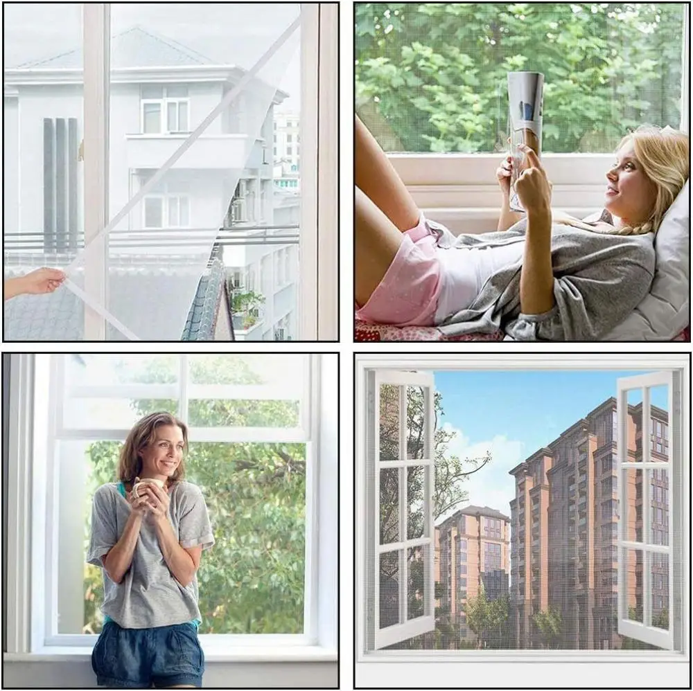 Sommar självhäftande fönsterskärm myggskyddande förhindrar flygande insekter osynliga nätgardiner avtagbar magnetisk skärmfönster