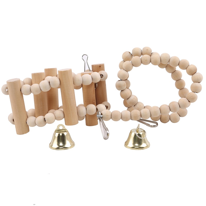 Juguetes colgantes para loros y aves, jaula de madera Natural para loros, periquitos, cacatúas, pinzones, 8 paquetes
