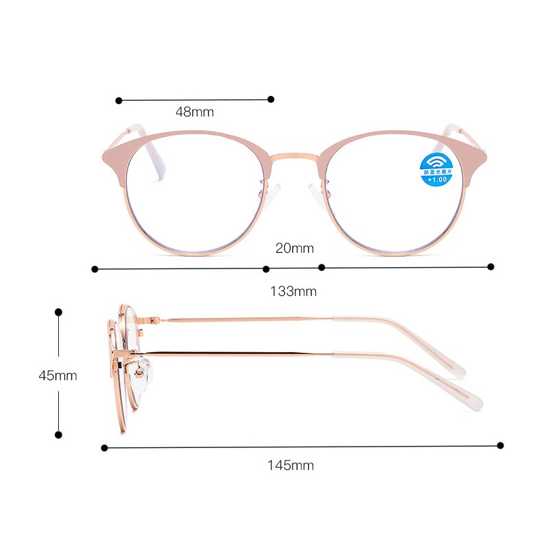 Anti-blue Reading Glasses Women Round Anti-fatigue Presbyopic Glasses Blue Light Computer Grade Glasses