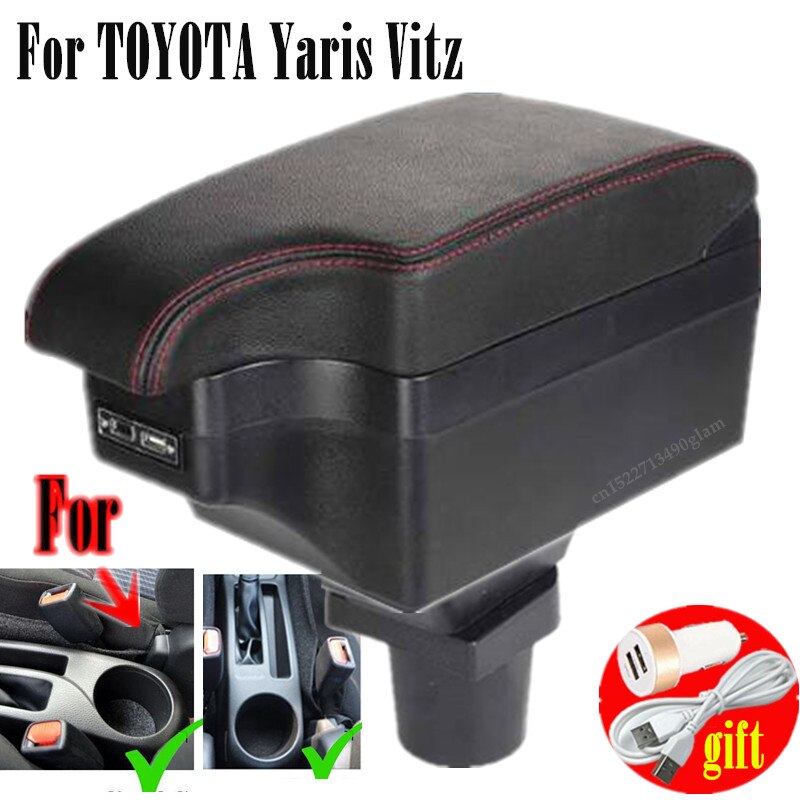 For TOYOTA Yaris armrest For TOYOTA Yaris Vitz Car armrest box car accessories central storage box Retrofit parts with USB
