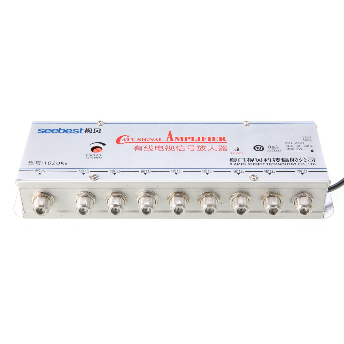 8 Way House-hold CATV Signal Amplifier 1in 8out CATV TV VCR Antenna Signal Amplifier Booster Splitter 20dB