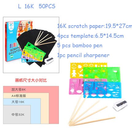 Young children colorful scratching paper 50 100 sheets diy handmade scraping painting non-toxic sand painting color sand: 2