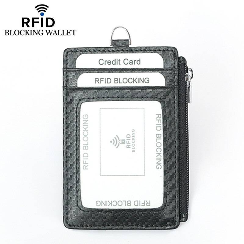 Genodern Rfid Carbon Fiber Patroon Kaarthouder Met Zip Portemonnee Mannen Multifunctionele Rits Portemonnee card Cover