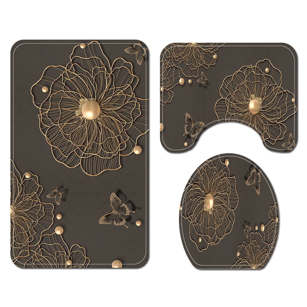 Moderne Stijl Badmat En Douchegordijn Set Water Absorberende Badmat Thuis Decoratie Douche Vloermat Wc Tapijt: Bath Mat-853