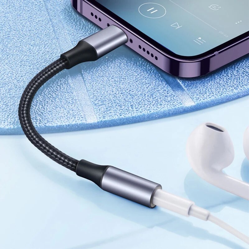 8 -pinners  to 3.5mm- jack aux-kabel for iphone 14 13 12 11 max ios 14 hann-til-hunn-adapter hodetelefonkontakt lydsplitter