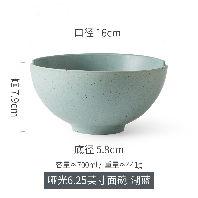 Japansk retro mat keramisk ramen skål moderne husholdning rund høj-fod anti-skoldning salat dessert skål 700ml køkkenartikler: A -700ml