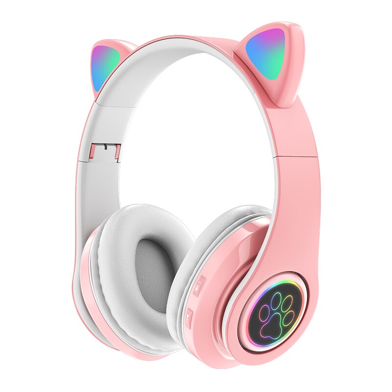 Niedlicher katzenohr-kopfhörer, bluetooth 5.0, kabelloses headset mit unterstützung für tf-karte, audiokabel, kabelgebundener ohrhörer, sport-hifi-bluetooth-headset: 03