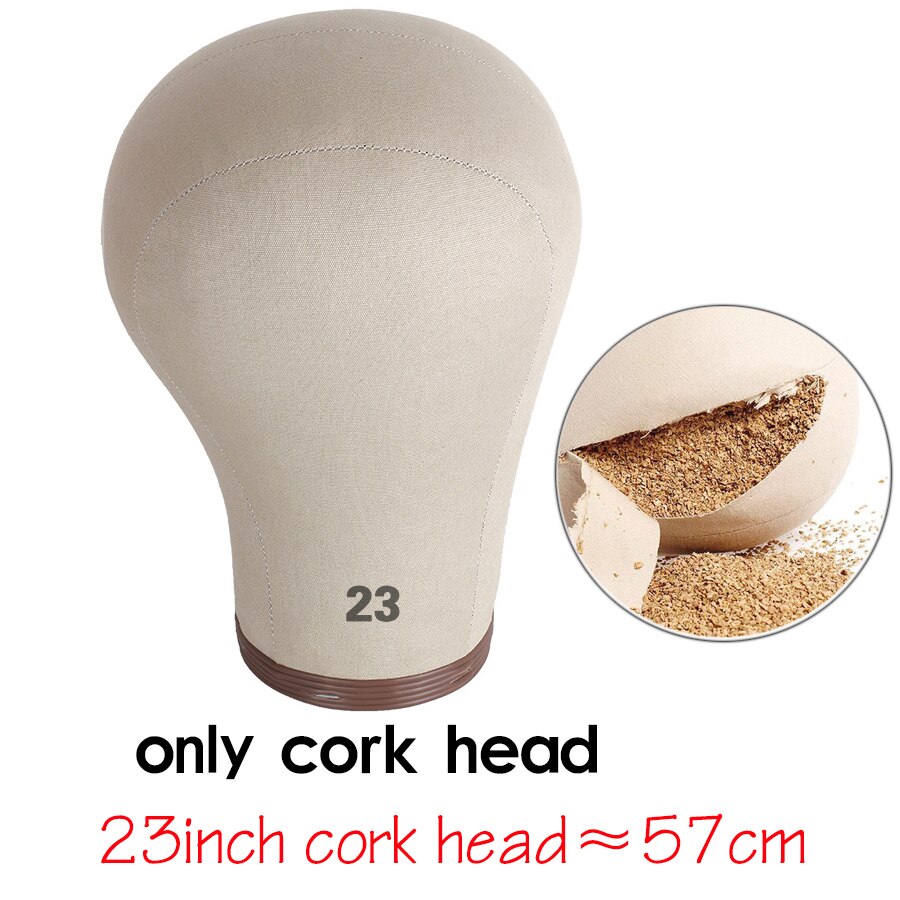 Alileader-Cabeza de bloque de lona de corcho suave para peluca, Kit de fabricación de pelucas, maniquí de , 21, 22, 23 y 24 pulgadas: 23 Cork Head