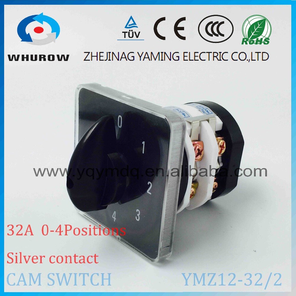 Rotary switch knob 5 position 0-4 YMZ12-32/2 universal combination manual electrical changeover cam switch 32A 690V 2 phases