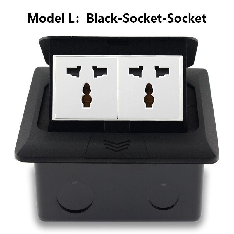 Universal Socket With USB Charging Port Fast Pop-Up Floor Outlet 2 Way Power Adapter Aluminum Alloy Material Office 16A Black: Black-Socket-Socket
