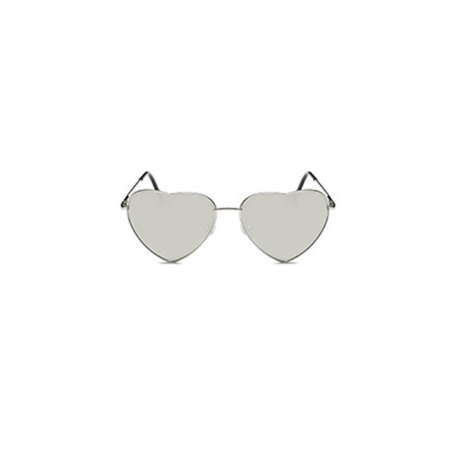 Damas Corazón en forma de gafas de sol de Metal de de las mujeres sin montura amor océano claro lentes gafas de sol Uv400 conductor gafas: Silver