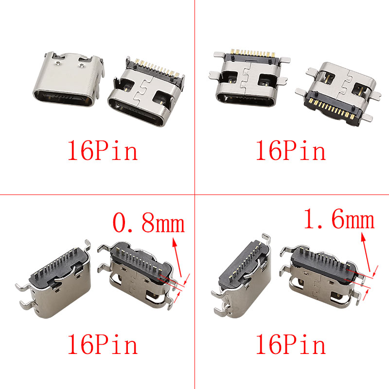 Connecteur USB Type C 2/6/16/24 broches, prise femelle, Port de chargement, SMD SMT PCB, soudure, bricolage, réparation, connecteurs de prise USB-C type-c, 10 pièces