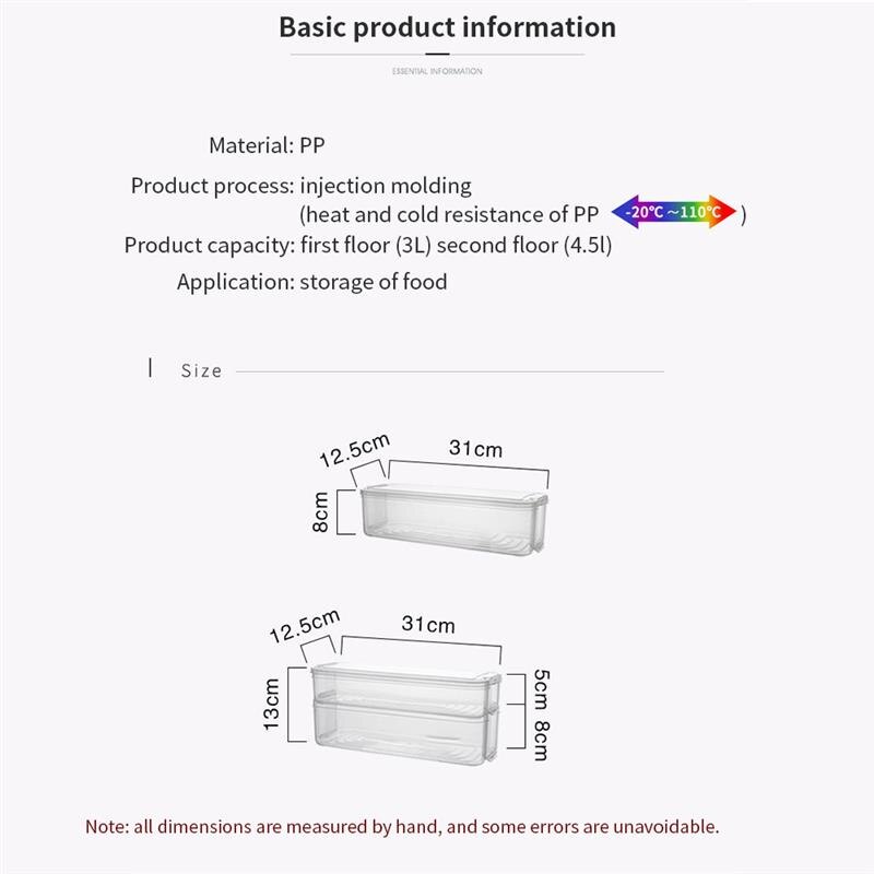 Kitchen Refrigerator Storage Box Rack Fridge Airtight Storage Container Food Plastic Box Shelf Holder Drawer Home Organizer
