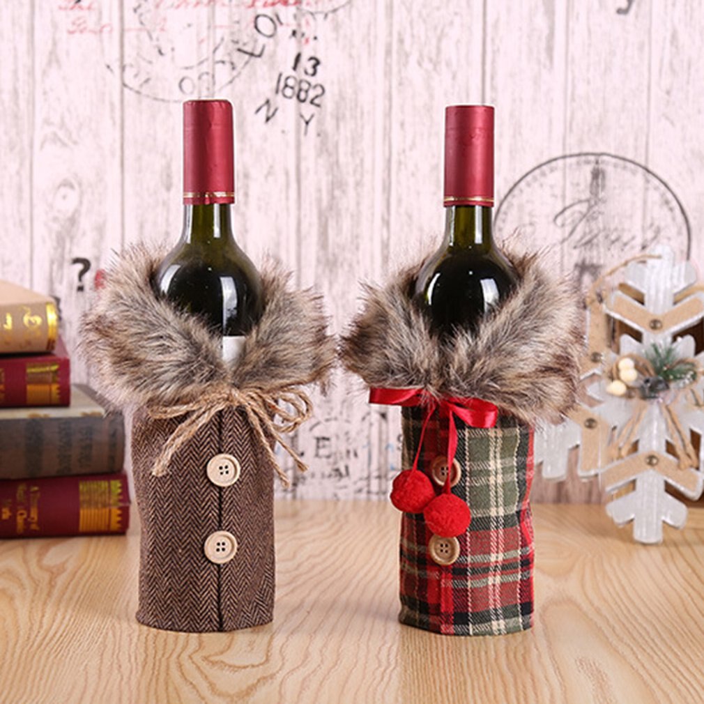Di natale Rivestimenti Per Le Bottiglie Di Vino Rosso Vino Set Pannello Esterno Del Vestito Di Natale Bottiglia di Vino Creativo Decorazione Sacchetto del Vino Rosso