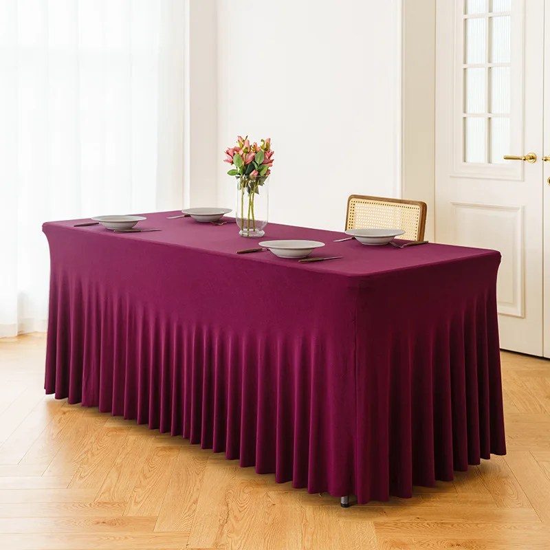 Tafelkleed Rok Rechthoek Tafels Rokken Polyester Hoes Tafelkleed voor 1,80 meter met rok Feest Bruiloften Decor: Blauw