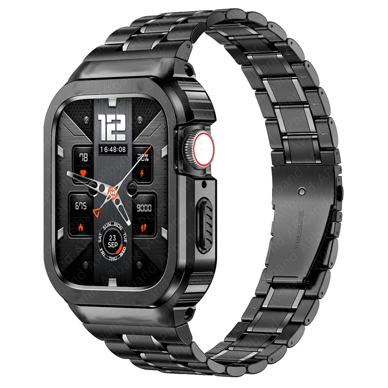 Boîtier et bracelet en acier inoxydable pour Apple Watch, 44mm, 45mm, 49mm, 40mm, accessoires de couverture de pare-chocs, iWatch Ultra 2 Series 8, 3, 6, SE, 7, 9: BEIGE / 10mm