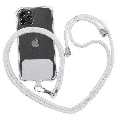 Telefoon Lanyard Verstelbare Afneembare Nekkoord Lanyard Strap Mobiele Telefoon Strap Universele Crossbody Nylon Patch Telefoon Lanyards: White