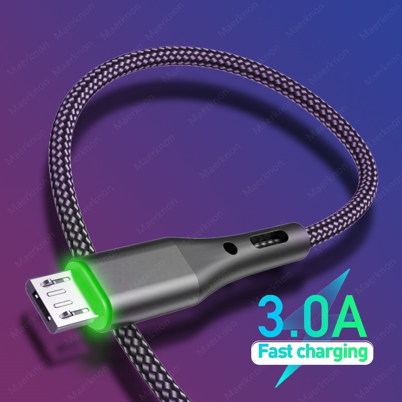 3A Mikro USB Kabel 0,5 m/1m/2m LED Daten synchronisieren Schnelle Ladung Draht Für Samsung s7 Huawei Xiaomi Tablette Android praktisch Kabel