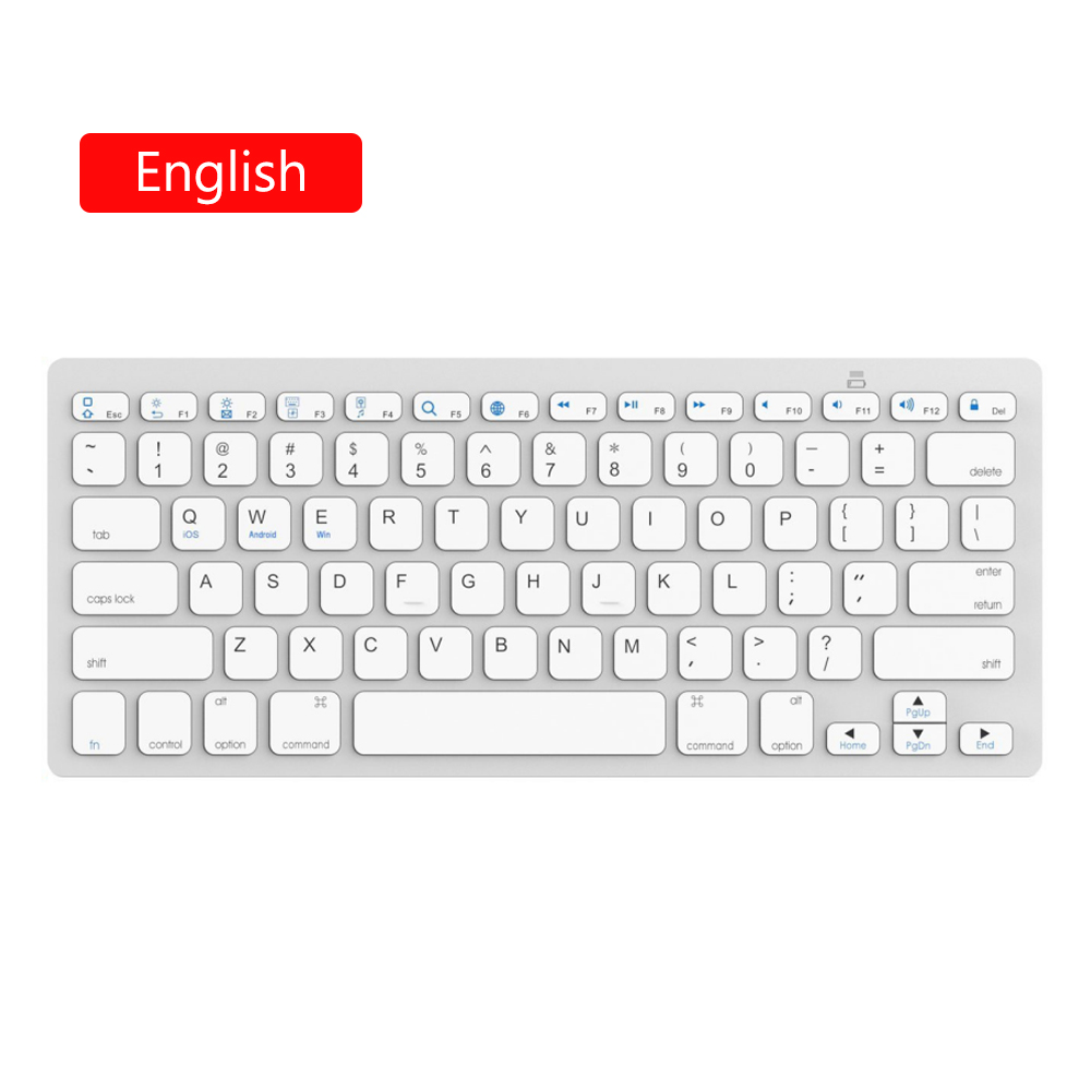 Bluetooth Wireless Keyboard Russian Thai Korean German Spanish Arabic French Gaming Keyboard For Laptop PC Gamer Tablet iPad: English