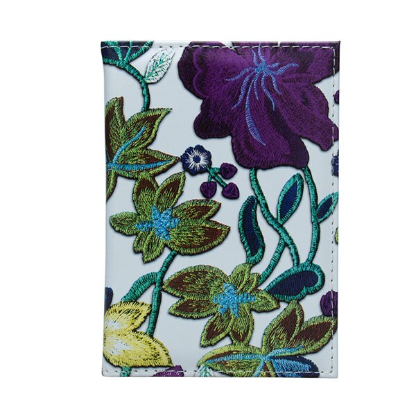 Zongshu brand passport holder flower leaf printing style women travel passport case Man passport Cover: purple