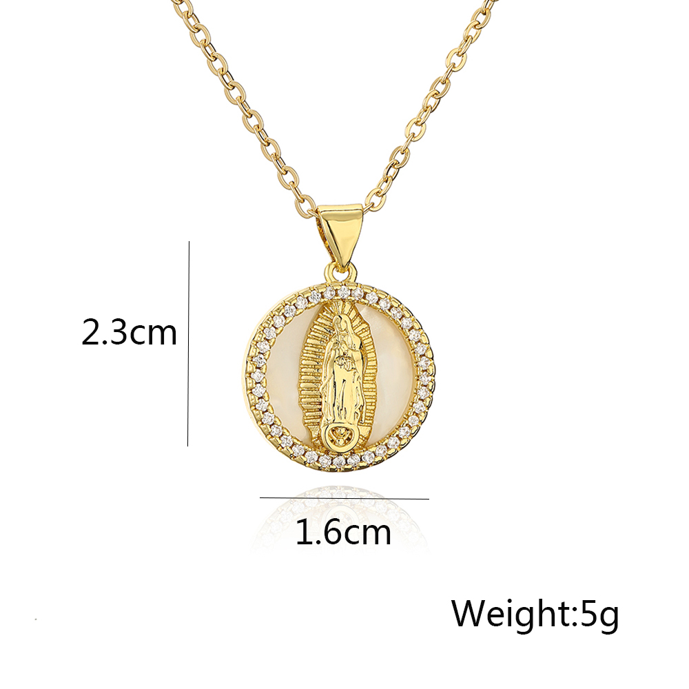 NEWBUY Women's Religious Jewelry Copper CZ Zircon Inlay Virgin Mary Pendant Stainless Steel Chain Necklace