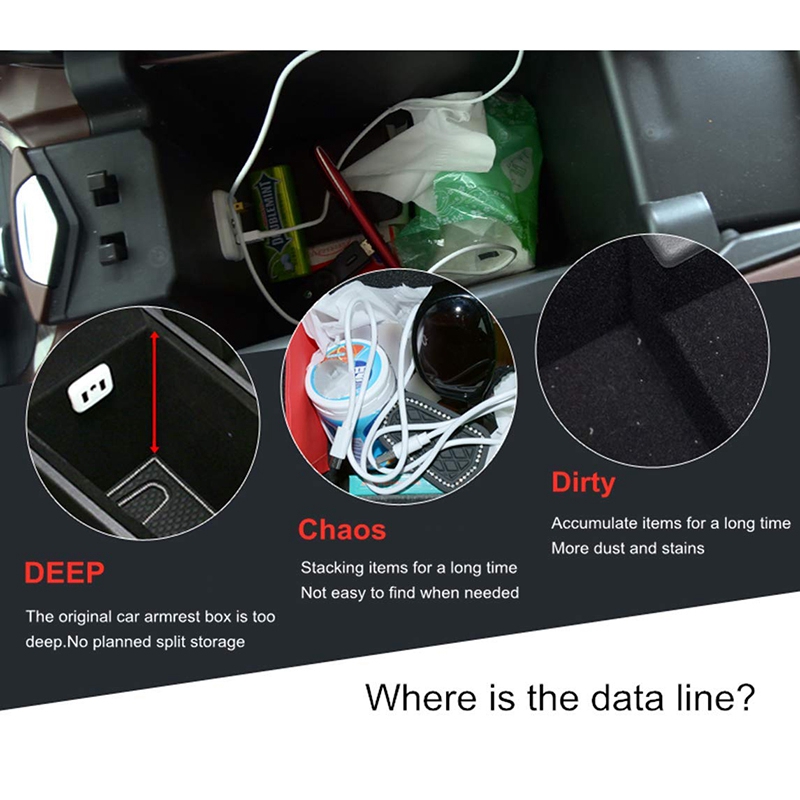 for Mitsubishi Eclipse Cross Storage Box Organizer Armrest Center Console Glove Box with Non-Slip Mat Inside Car