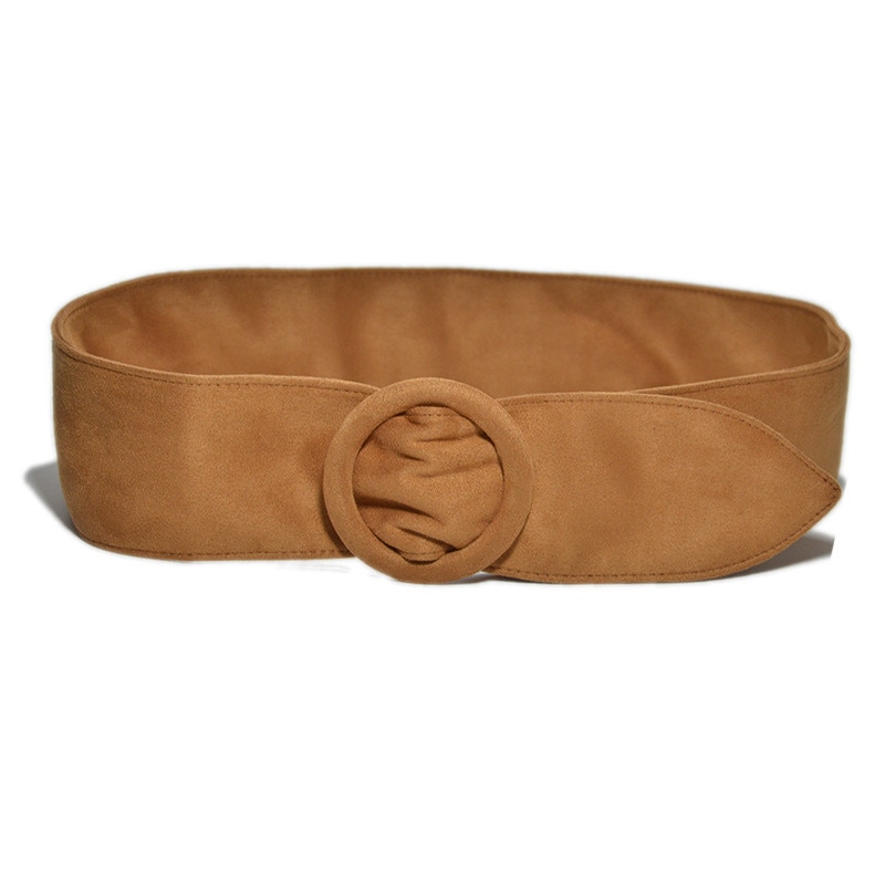 Lange fluwelen riem suède jurk riemen dames cirkelknoop zwarte tailleband roodbruine versierde jas trui riem taille zeehond vloed