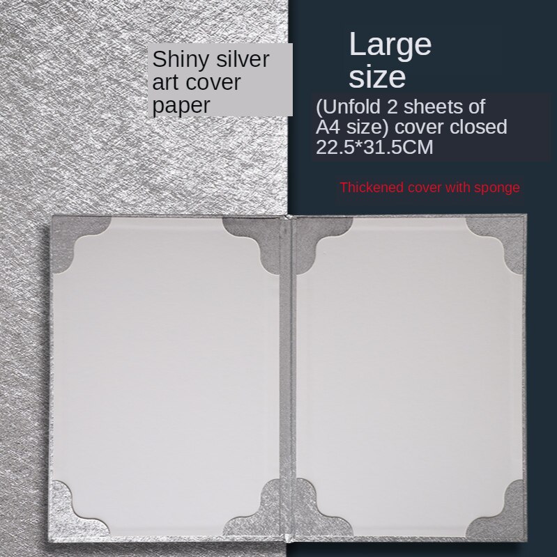 Hardcover Stamped Certificate Folder for Honor, Letter of Appointment Cover Book Trifold Education Presentation: A4 silver paper