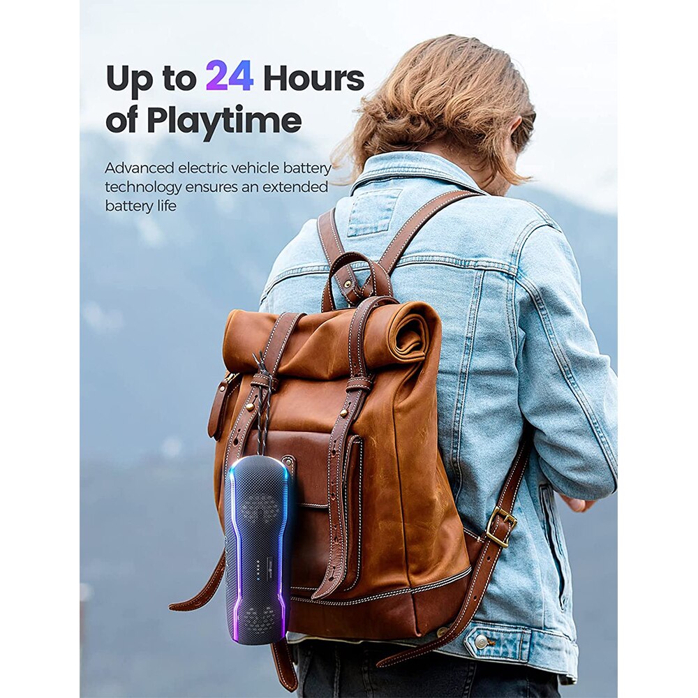 WISETIGER Luidspreker Buiten Draagbare IPX7 Waterdichte Klankkast BT5.3 Luidspreker Stereo met 25W Kleurrijke Licht Surround Luidspreker