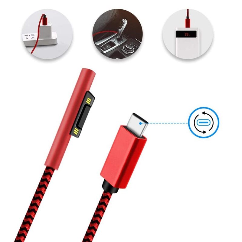 USB-C Ladekabel - 1.8m 45W PD - für Surface Pro 7 Go 2 6 2 3 Book