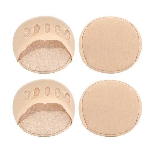 2/4 Stuks Vijf Tenen Voorvoet Pads Voor Vrouwen Hoge Hakken Halve Inlegzolen Onzichtbare Voet Pijn Zorg Absorbeert Schok Sokken Teen Pad Inzetstukken: Bruin