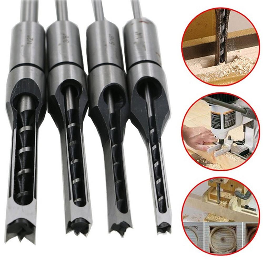 1pc HSS Square Hole Saw Mortise Chisel Wood Drill Bit with Twist Drill