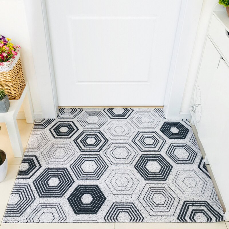 Geometric polygon printed pvc door mat home entrance dust-proof anti-slip carpet floor kitchen bathroom rug washable can be cut