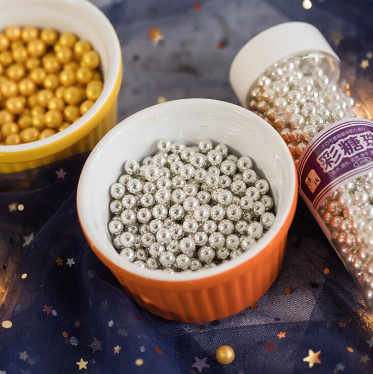 130G/20G Goud Zilver Kralen Eetbare Parel Suiker Bal Fondant Diy Cake Bakken Cookie Decoratie Suiker Snoep klei 4/6/7Mm Gyh
