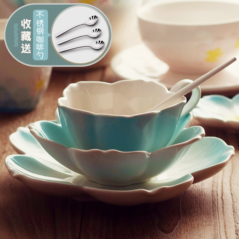 Sakura Cup European small luxury ceramic coffee cup dish set tea set English flower tea cup coffee cup dish 3 piece set