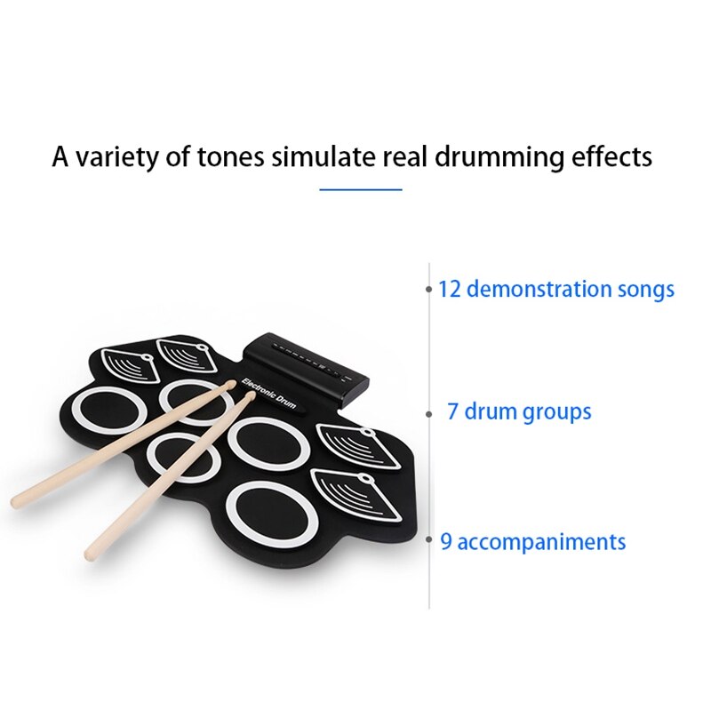 Electronic Drum Set for Kids Electronic Drum Set, Adult Beginner Portable Roll Up Electronic Drum Kit, for Kids