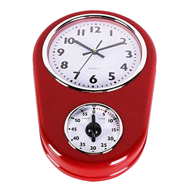 Eleg-home retro vintage gammelt stilfuldt 8.5 tommer køkkentid vægur med 60 minutters timer let at læse