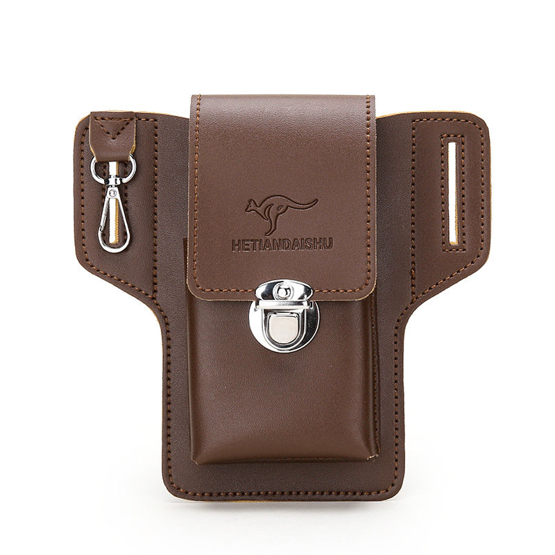 Sac Banane Cuir Crazy Horse Homme - Portefeuille & Téléphone - 19 Cm - Marron - Contacts