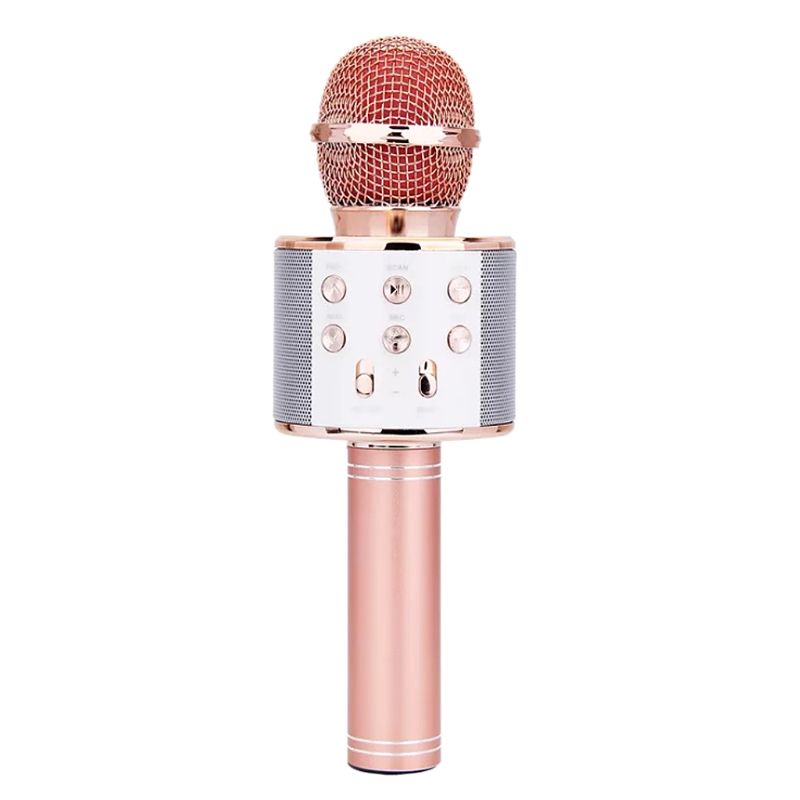 WS-858 Wireless Bluetooth Karaoke Condenser Microphone Speaker Player KTV Music: Rose Gold