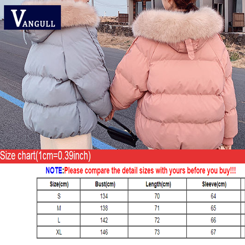 Vangull kvinner vinterjakke parkas stor pelskrage hette kåpe kausal lange ermer tykkere løs kvinnelige fast parkas kåpe