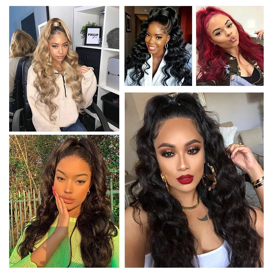 Antoniah Long Wavy Drawstring Ponytail Clip in Ponytail Extensions Black Wrap Around Ponytail Synthetic Hairpiece for Women